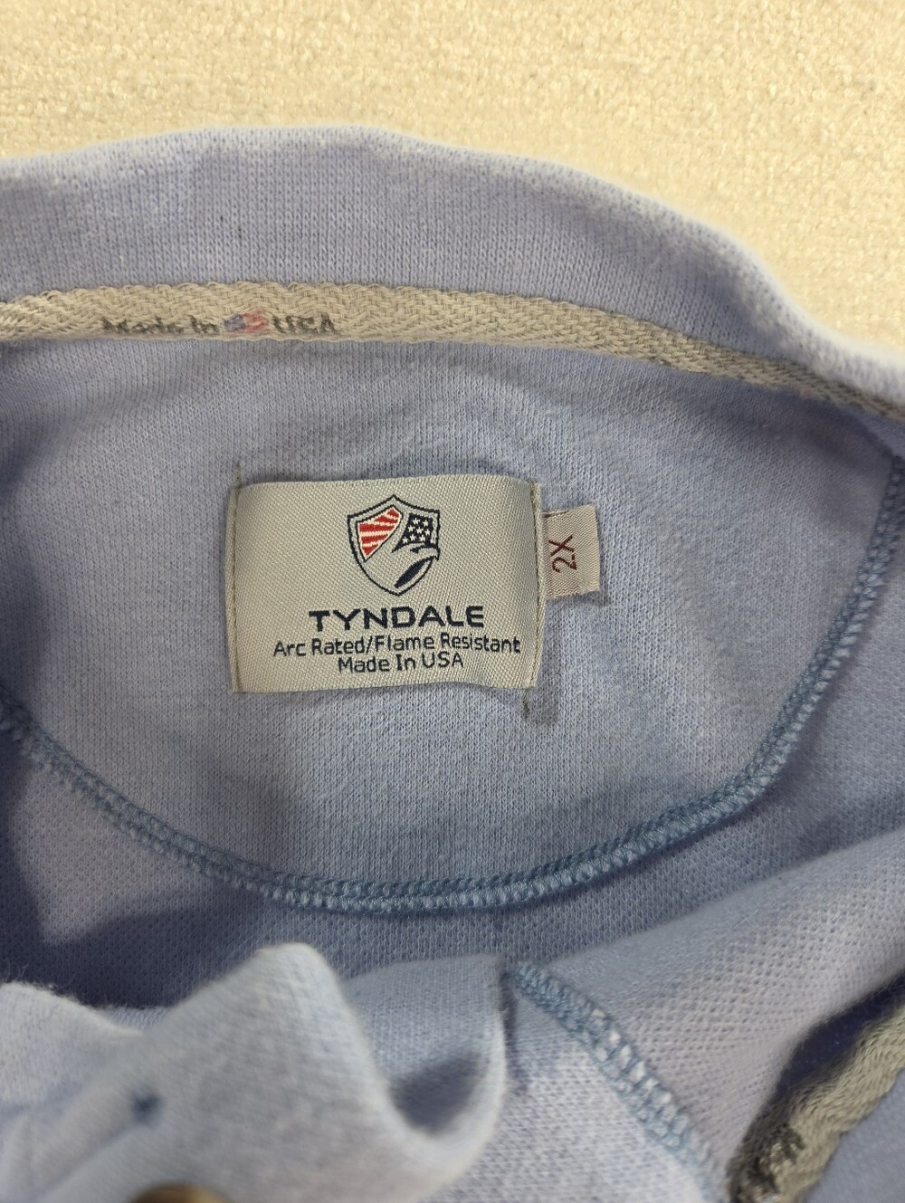 Tyndale FR Shirt Mens 2X Blue Henley FRMC 10 CAL HRC 2 Made USA Arc Rated - Picture 4 of 9